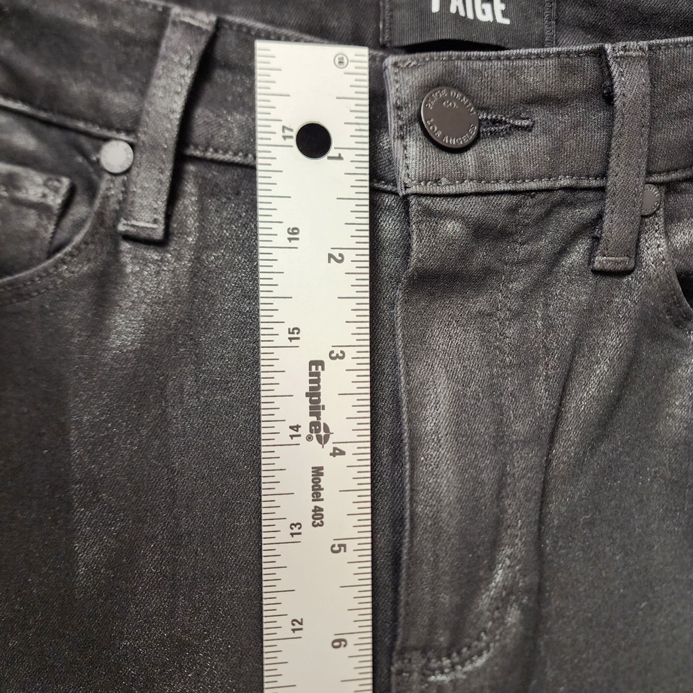 Paige Hoxton Ankle Coated Black Skinny Jeans High Rise Size 27 Leather Look - Picture 6 of 9